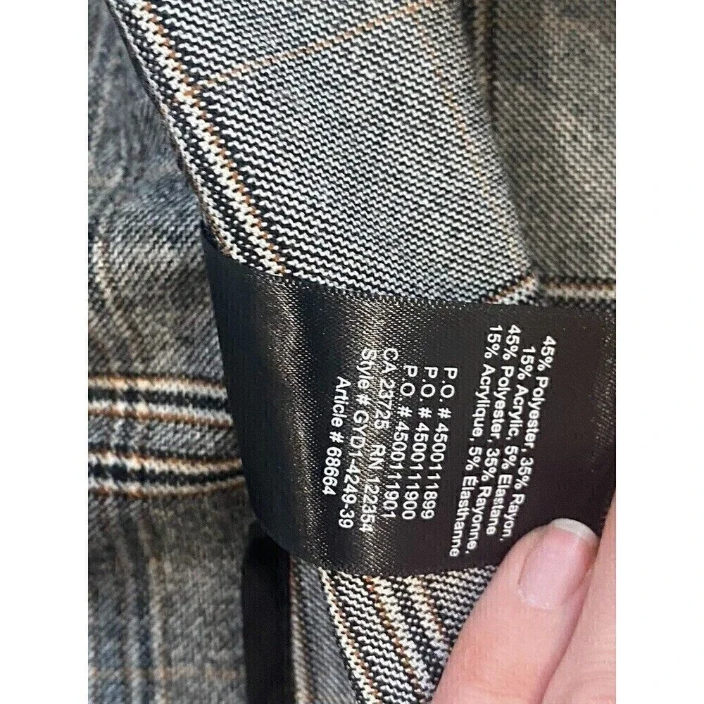 Babaton Aritzia Power Hip Blazer 3/4 Sleeve Plaid Open Gray Grid Size 2